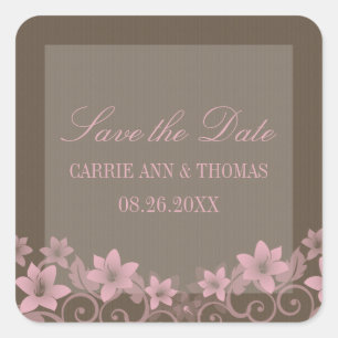 Pink Rustic Floral Save the Date Stickers