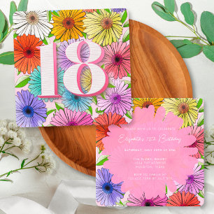Pink Rustic Floral Spring 18th Birthday Party Invitation