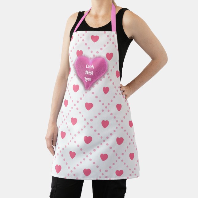 Pink Rustic Heart Valentines Day Collection Apron (Insitu)