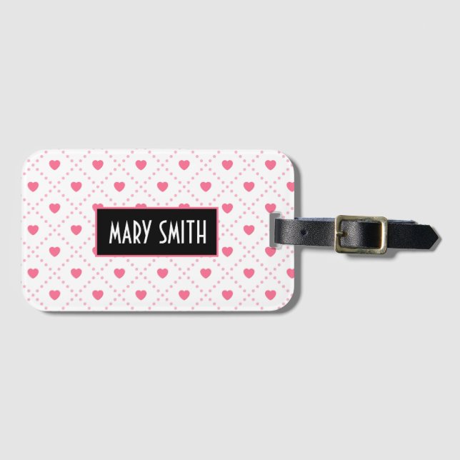 Pink Rustic Heart Valentines Day Collections Luggage Tag (Front Horizontal)