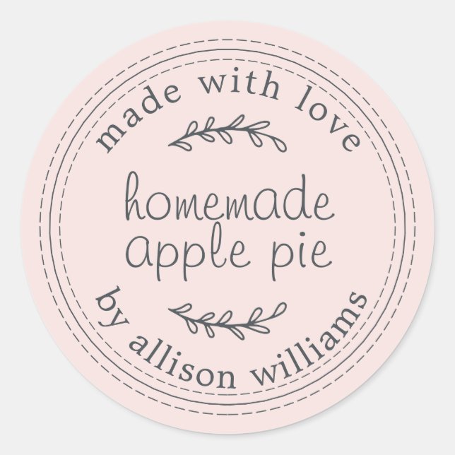 Pink Rustic Homemade Apple Pie Label (Front)