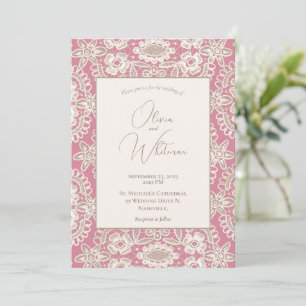 Pink Rustic Lace Wedding Invitations