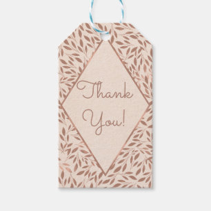 Pink Rustic Leaves Botanical Glam Bridal Shower Gift Tags