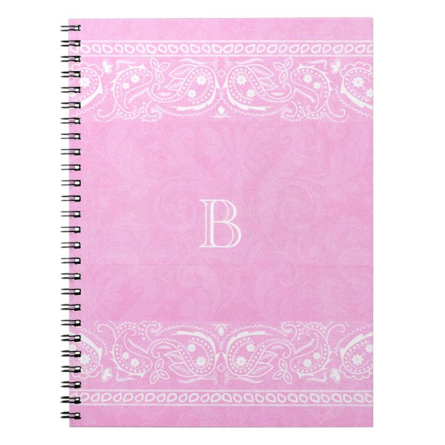 Pink Rustic Paisley Country Western Simple Chic Notebook (Front)