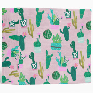 Pink Rustic Southwestern Cacti Cactus Plants Binder