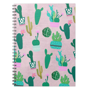 Pink Rustic Southwestern Cacti Cactus Plants Notebook