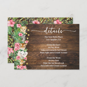 Pink Rustic Wild Safari Animals Baby Shower Detail Enclosure Card