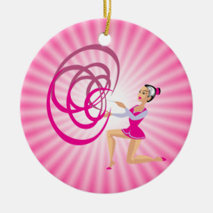 Pink Rythmic Gymnastics Ribbon Ceramic Ornament