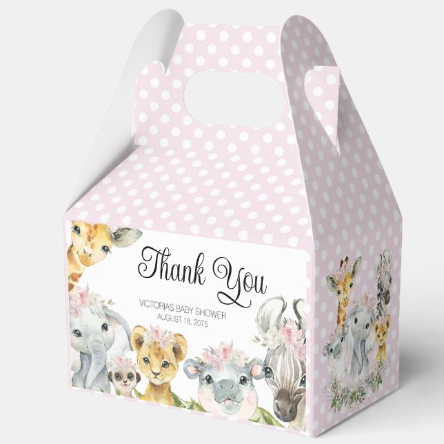 Pink Safari Animals Baby Shower Favour Box (Creator Uploaded)