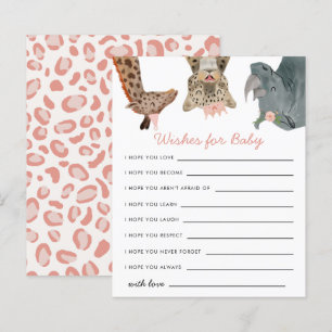 Pink Safari Animaux Voeux pour la carte bébé