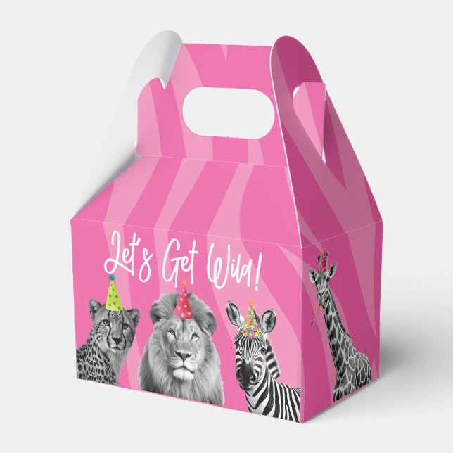 Pink Safari Jungle Calling all Animals Favour Box (Front Side)