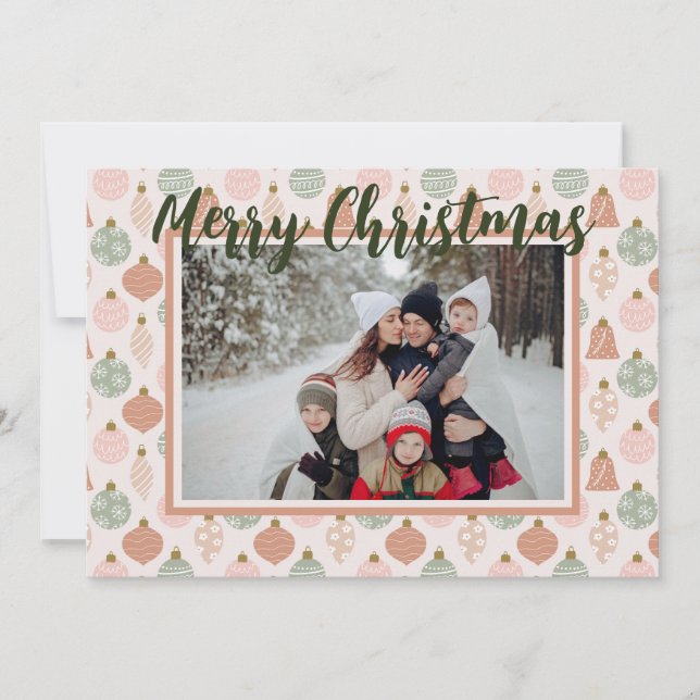 Pink Sage Boho Ornaments Photo Template Card (Front)