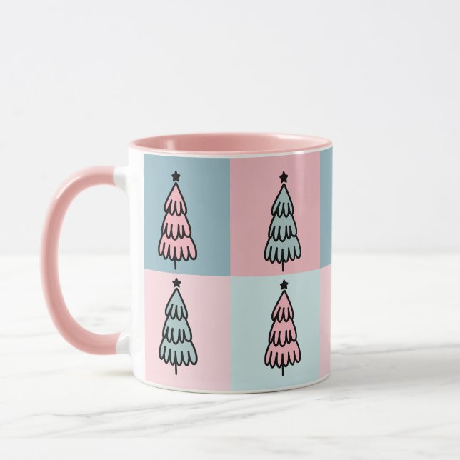 Pink Sage Christmas Tree Pattern Mug (Left)
