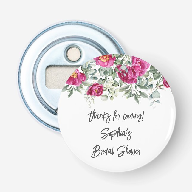 Pink Sage Flowers Floral Shower Favours Bottle Opener (Front)