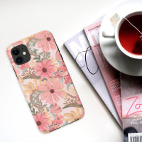 Pink Sage Green Floral Leaves Watercolor Pattern