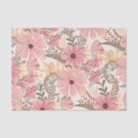 Pink Sage Green Floral Leaves Watercolor Pattern