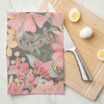 Pink Sage Green Flowers Leave Watercolor Pattern Kitchen Towel<br><div class="desc">This elegant and feminine pattern is perfect for the stylish and trendy woman. It features hand-painted watercolor coral pink, medium pink, chestnut brown, golden yellow, and forest green flowers and leaves on top of a sage green background. It's country, pretty, cute, unique, artsy, and modern; the perfect complement to your...</div>