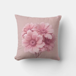 Pink Sage Green Flowers Leave Watercolor Pattern Outdoor Pillow