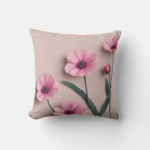 Pink Sage Green Flowers Leave Watercolor Pattern Outdoor Pillow