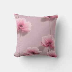 Pink Sage Green Flowers Leave Watercolor Pattern Outdoor Pillow