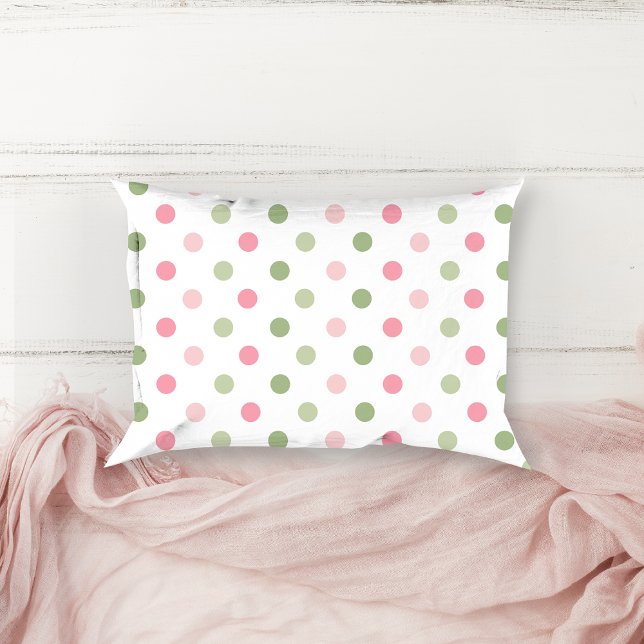 Pink & Sage Green Pastel Polka Dot Accent Pillow (Pink & Sage Green Pastel Polka Dot Accent Pillow)