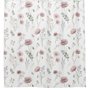 Pink Sage Green Watercolor Wildflower