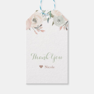 Pink & Sage Mint Green Modern Floral Bridal Shower Gift Tags