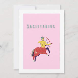 Pink Sagittarius, zodiac, star sign Invitation