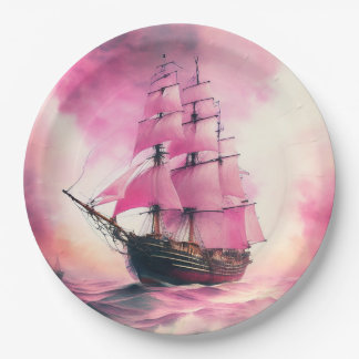 Pink Sails themed  Paper Plate