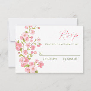Pink sakura blossom flower bloom RSVP card