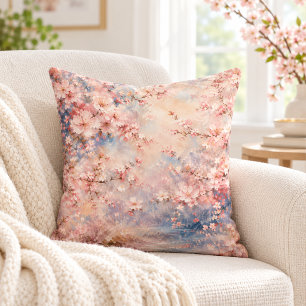 pink sakura Cherry Blossom romantic dreamy Throw Pillow