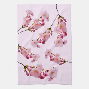 Pink Sakura Cherry Blossom Spring Florals Photo Kitchen Towel