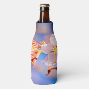 Pink Sakura Flower Blue Sky Bottle Cooler