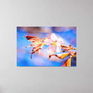 Pink Sakura Flower Blue Sky Canvas Print