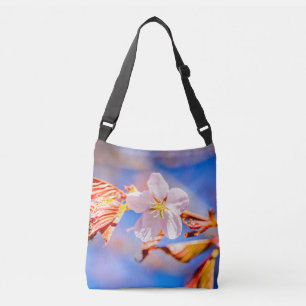 Pink Sakura Flower Blue Sky Crossbody Bag