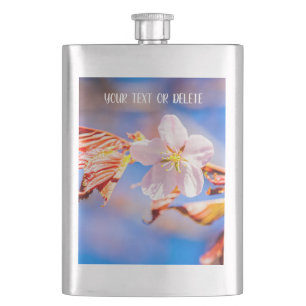 Pink Sakura Flower Blue Sky Hip Flask