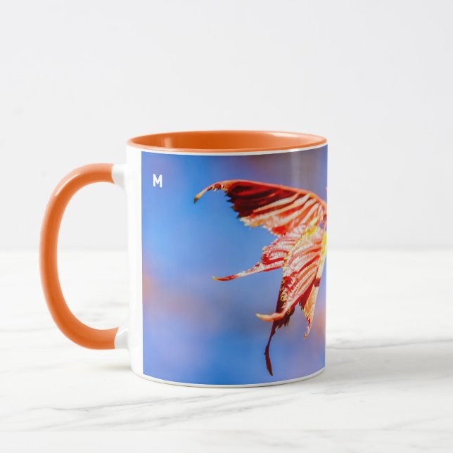 Pink Sakura Flower Blue Sky Mug (Left)