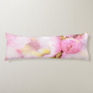 Pink sakura flowers - Japanese cherry blossom Body Pillow