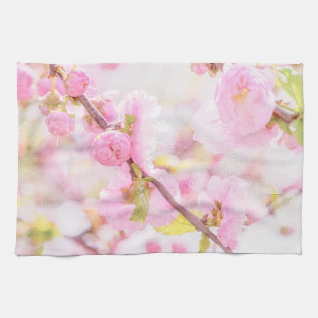 Pink sakura flowers - Japanese cherry blossom Kitchen Towel (Horizontal)