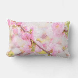 Pink sakura flowers - Japanese cherry blossom Lumbar Pillow