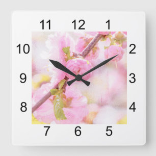Pink sakura flowers - Japanese cherry blossom Square Wall Clock