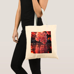 Pink Sakura Flowers Over Water   Serene Spring Nat Tote Bag