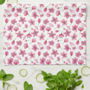 Pink Sakura Flowers Serviette de cuisine 16" x 24"