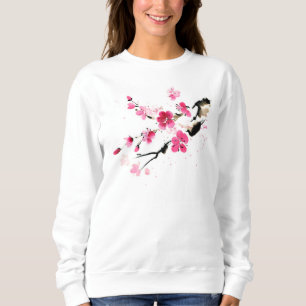 Pink Sakura flowers Spring Painting art Sweatshirt