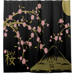 Pink Sakura Gold Black Japanese Screen