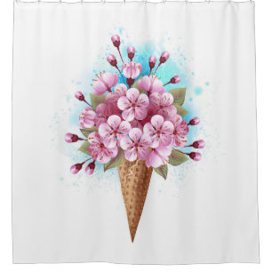 Pink Sakura Ice Cream Waffle Cone