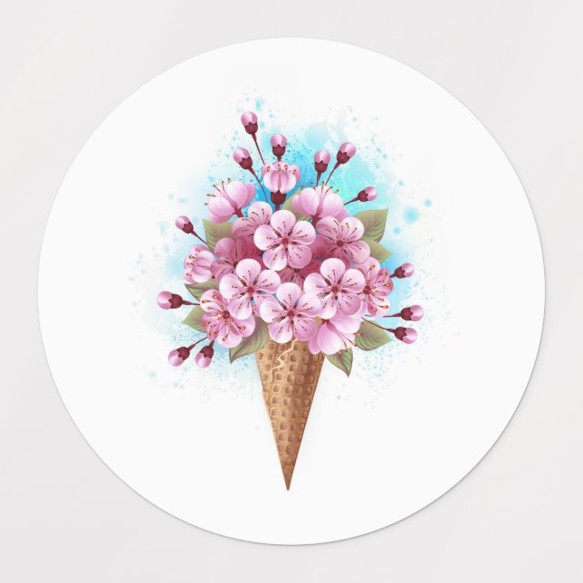 Pink Sakura Ice Cream Waffle Cone (Design 2)