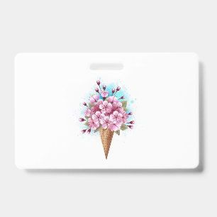 Pink Sakura Ice Cream Waffle Cone Badge