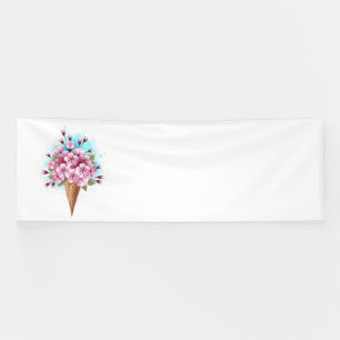 Pink Sakura Ice Cream Waffle Cone Banner