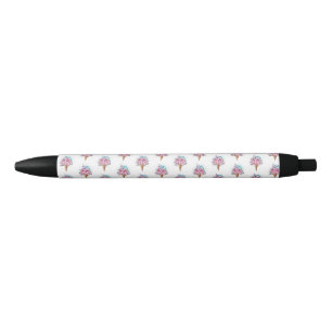 Pink Sakura Ice Cream Waffle Cone Black Ink Pen